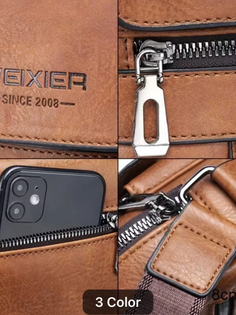 Men's Tan Leather Crossbody Bag